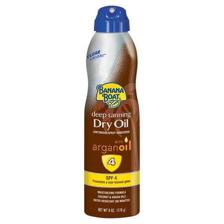 Banana Boat Deep Tanning Dry Oil Clear Spray Sunscreen SPF 4 - 6 Ounces