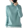 thumbnail image 1 of Chandail Col Roulé Femme Ample Couleur Unie Chandail Col Roulé à Manches Longues - Haut Long à la Mode pour Femmes, 1 of 5