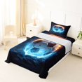 thumbnail image 5 of Manfei Football Games Twin Sheets For Boys,Ball Sport Bedding,Blue Orange Black,3-Piece,1 Fitted Sheet and 1 Pillowcase, 5 of 7