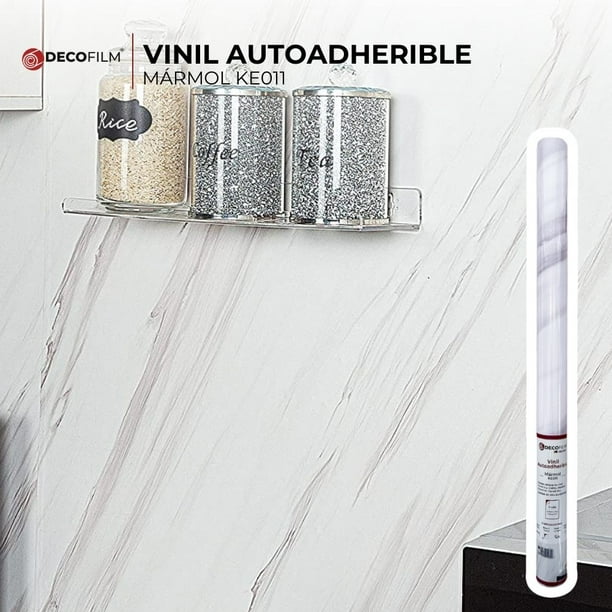 Papel Tapiz Marmol Madera PANEL DECORATIVO 500x60cm Vinil Adhesivo MARMOL BLANCO CON GRIS