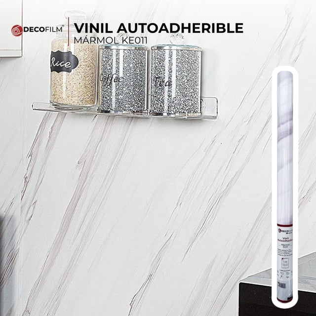 Papel Tapiz Marmol Madera PANEL DECORATIVO 500x60cm Vinil Adhesivo MARMOL BLANCO CON GRIS
