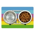 thumbnail image 1 of Rainbow Zebra Pet Mat for Food and Water, Funny Doodle Animal on Colorful Horizontal Stripes, Non-Slip Rubber Mat for Dogs and Cats, 18" X 12", by Ambesonne, 1 of 2