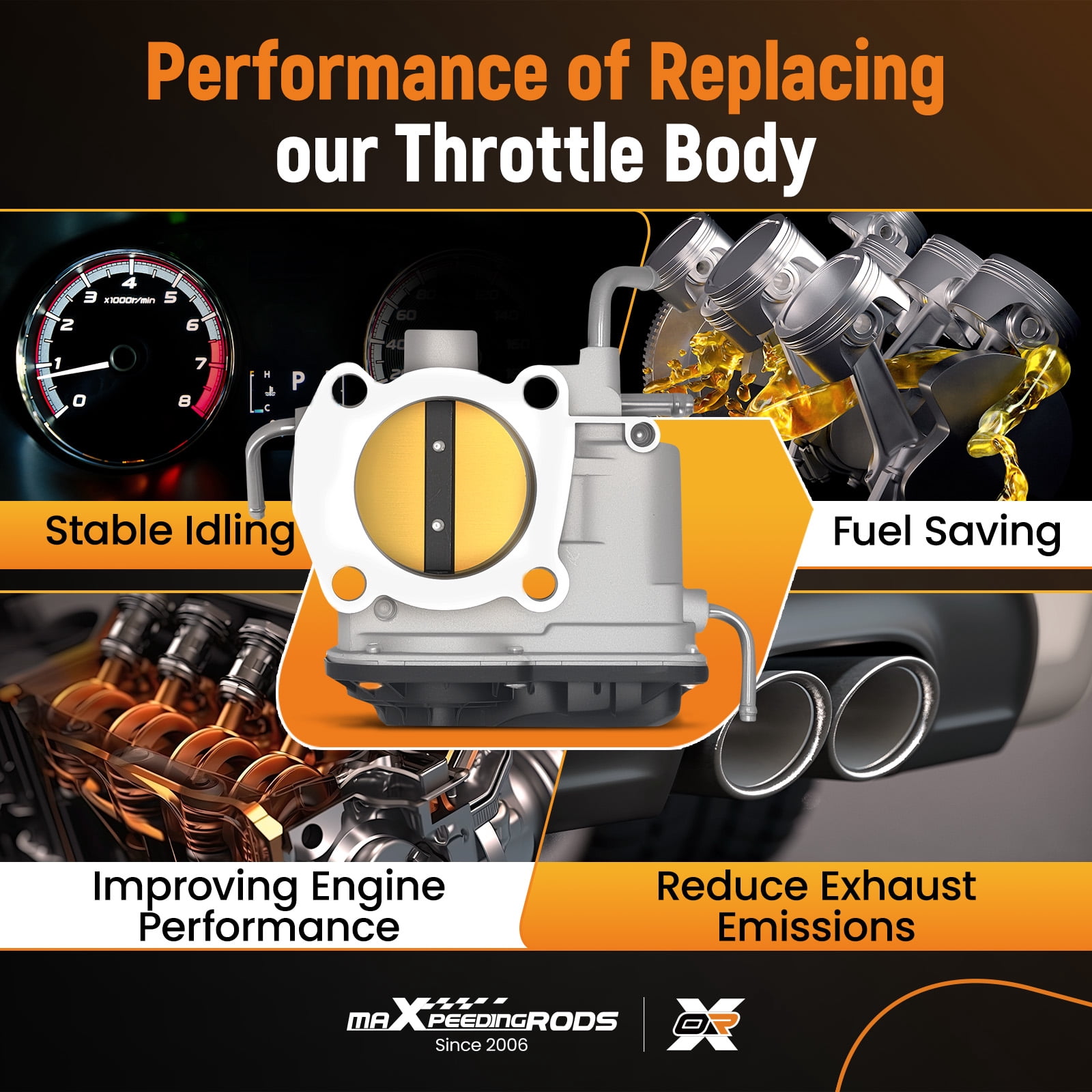 maXpeedingrods Throttle Body 22030-28040 for Toyota Camry 2005-2006, for Highlander 2003-2007, for Rav4 2004-2005, for Solara 2004-2006 22030-0H020 22030-28060 2203028040