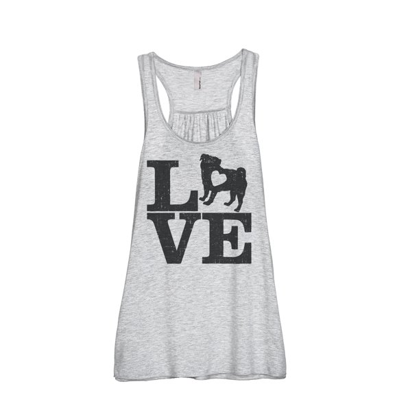 Thread Tank Love Pug Women's Fashion Sleeveless Flowy Racerback Tank Top Sport Grey Large