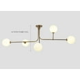 thumbnail image 2 of Five Globe Light Stilnovo Style Linear Brass Sputnik Chandelier Sputnik Fixture Milky Globes Brass Fixture, 2 of 3
