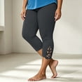 thumbnail image 2 of Ghalytn Plus Size Capri Leggings Women L-5XL, Elastic Waist Cropped Pants with Lace Hem, 2 of 6