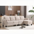 thumbnail image 3 of [Modern Linen Fabric L-shaped Sectional Sofa with Storage, 106*51.5*33''], 3 of 16