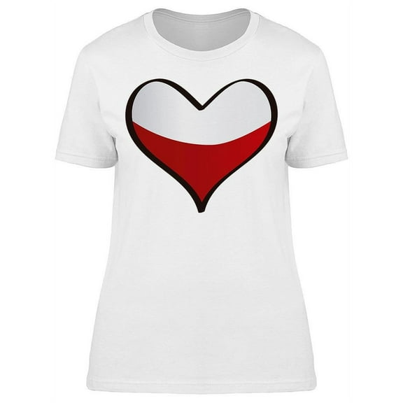 Poland Flag Heart Art T-Shirt Women -Image by Shutterstock, Female 3X-Large
