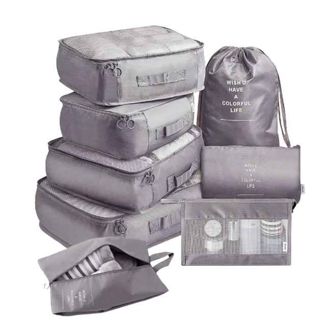 8PCS Travel Packing Cubes Suitcase Luggage Packing Cubes Kids & Adults Travel Accessories Women Travel Packing Organizers Set ShopWise Round