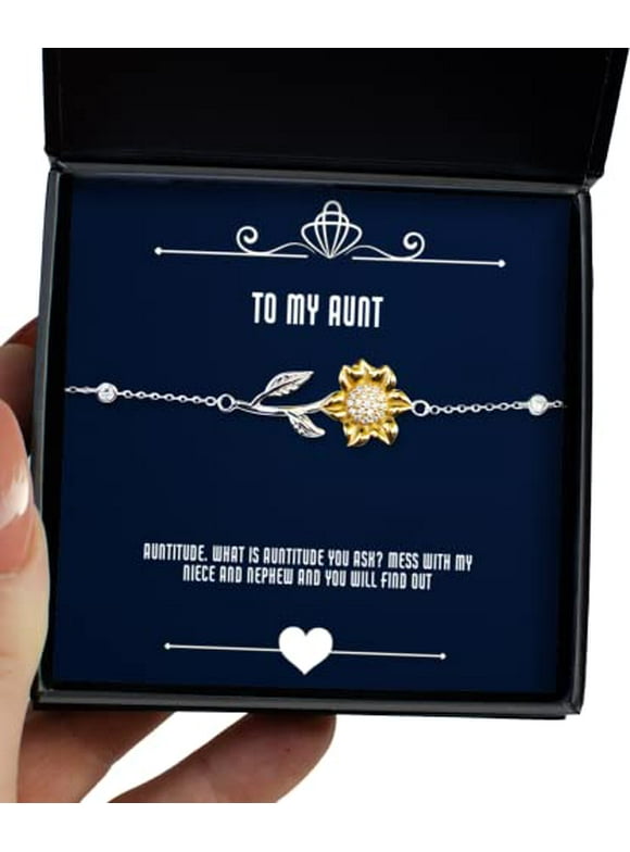LINY Matching Aunt & Niece Bracelets - Sun And Moon Design, Adjustable 7" + Chain, 14k Gold Plated, Gift Set With Pouch & Card