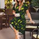 thumbnail image 3 of Easygdp Green Branch Olive para Vestido Transpirable de Mujer, Vestido Suelto de Manga Corta con Pliegues y Bolsillos para el Verano, 3 of 6