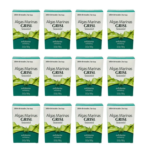 Grisi Exfoliating Seaweed Soap. Natural Full Body Cleanser. Clears Dead Skin Cells, Oil and Excess Sebum. 3.5 oz. Pack of 12