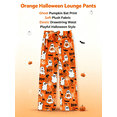 thumbnail image 2 of Fuzzy Halloween Pajama Pants Women Men Flannel Pjs Pants Couples Matching Plush Pajama Bottom Costume Gifts,Orange, 2 of 9