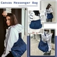 thumbnail image 5 of Canvas Messenger Bag Large Hobo Crossbody Bag with Multiple Pockets Casual Shoulder Tote Bag for Women and Men, 5 of 8