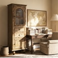 thumbnail image 5 of AENKYO 59" Tall Farmhouse Storage Cabinet, Rustic Wood Accent Chest w/ Reeded Glass Door & 2 Drawers, Rustic Wood, 5 of 8