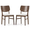 thumbnail image 1 of Gymax Dining Chairs Set of 2 w/ Rubber Wood Frame Padded Seat Curved Back Living Room White, 1 of 9