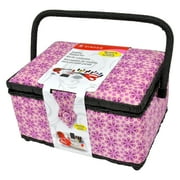 SINGER Purple Posey Print Sewing Basket & Kit