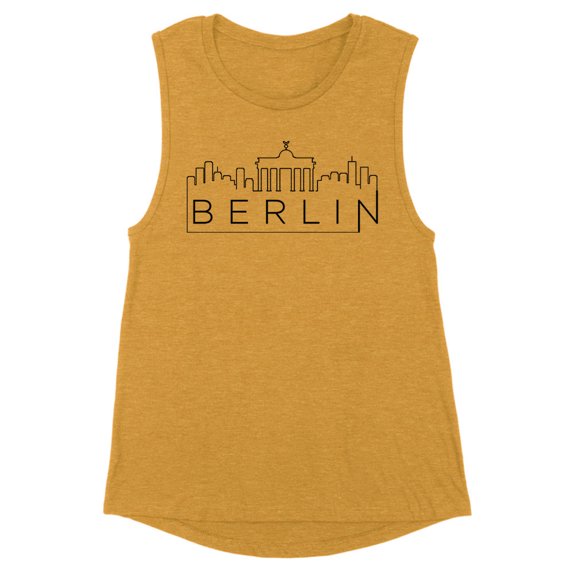 Skyline Berlin Germany Women's Muscle Tank X-Large Antique Gold