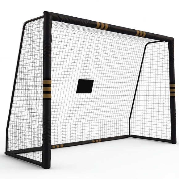 But de Soccer - Cadre Métallique de Cour Arrière 8 X 5,3 Pi avec Poteaux Rembourrés (Noir) - Filet Résistant aux Intempéries pour Adultes et Enfants - Assemblage Facile pour l'Entraînement et les Matchs