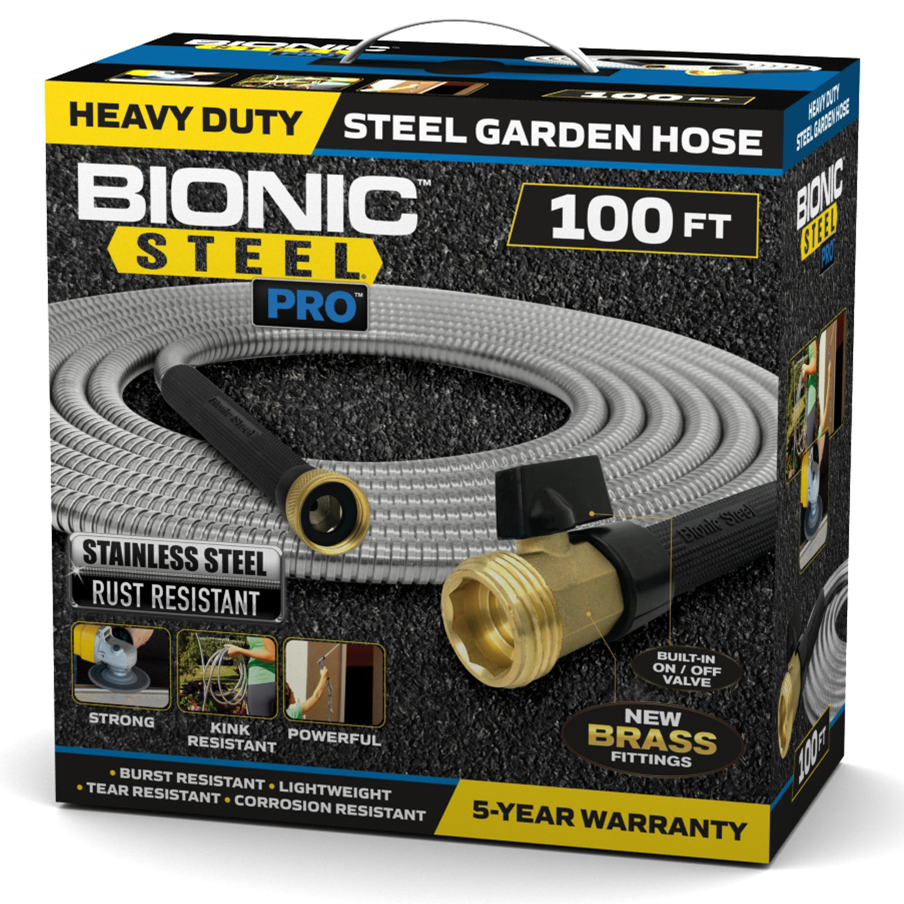 Heavy Duty 304 Stainless Steel Garden Hose 50 Ft Outdoor Water Hose With Nozzle 