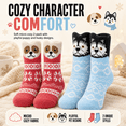 thumbnail image 4 of Girls Micro Cozy Socks, 2 Pack with Playful Ears and Soft Plush Fabric, RED, M/L, 4 of 8