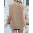 thumbnail image 5 of Women Tops Cap Sleeve Textured Dressy Casual V Neck Shirts Summer Business Work Blouses Outfits Deep Khaki XXL, 5 of 8