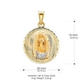 thumbnail image 3 of Ioka-14K Tri Color Gold Diamond Cut Our Lady of Guadalupe Stamp Charm Pendant with 1.9mm Figaro 3+1 Chain Necklace - 24", 3 of 6