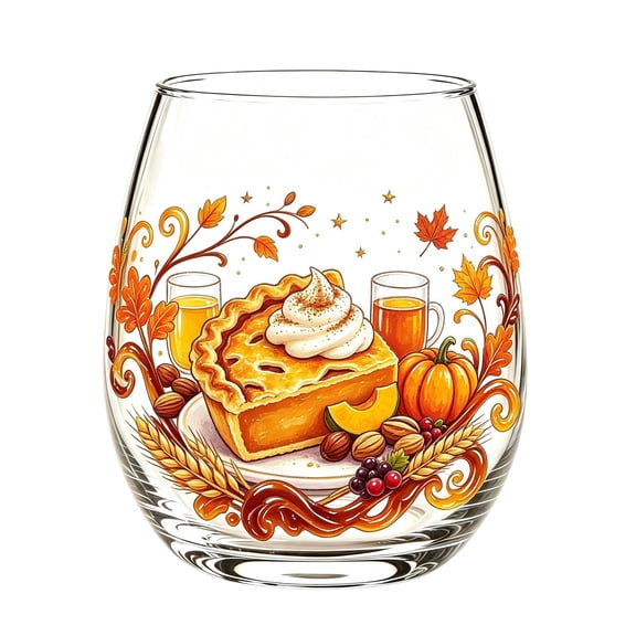 14 oz Glassware,Autumn Pattern Theme Drinkware,Clear Water Cup,Beverage Cup for Thanksgiving Dinner,Holiday Party,Halloween,Home Bar and Housewarming