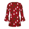 thumbnail image 5 of DPTALR Haut Plissé à Manches 3/4 et Col en V Imprimé de Noël pour Femmes, 5 of 5