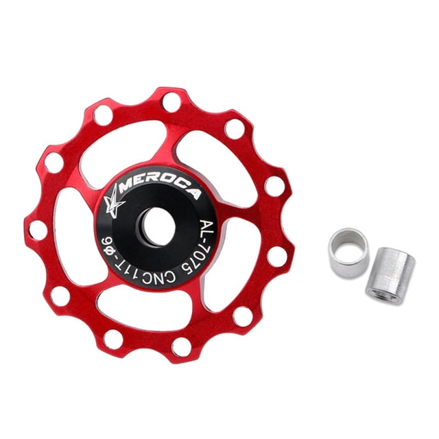Desviador trasero bicicleta 11T bicicleta de carretera guía de velocidad polea rueda parte roja