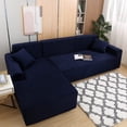 thumbnail image 5 of SHANNA 2Pcs Velvet Stretch Sofa Cover Modular L-Shaped Sofa Cover Furniture Cover, Anti-Slip Sofa Cover For Pet Kids (3 Seater, Navy Blue）, 5 of 8