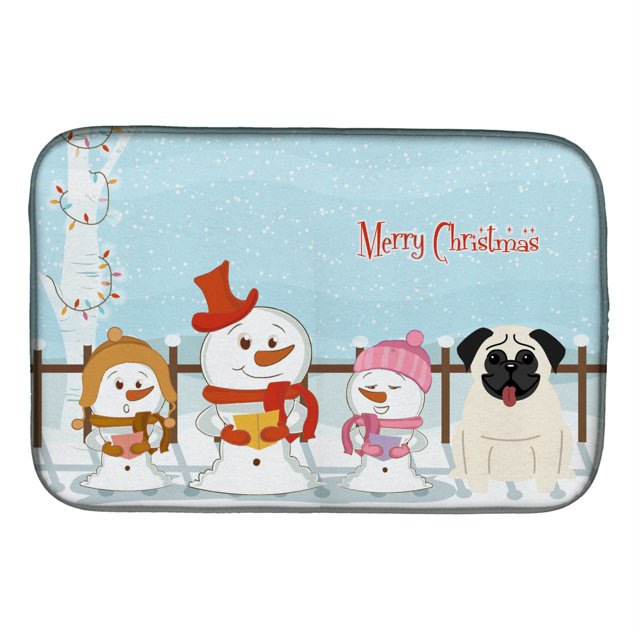 Alfombrilla para secar platos con crema Pug de Caroline's Treasures, 14 x 21, villancicos navideños Caroline's Treasures BB2335DDM