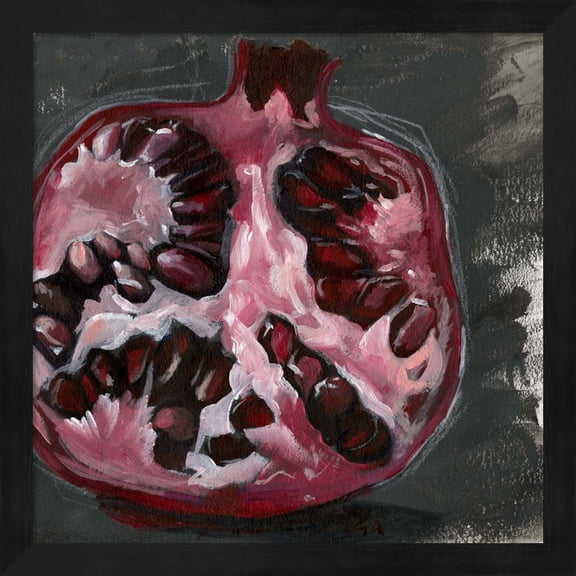 Pomegranate Study on Black II by Jennifer Parker, Framed Wall Art, 13.25W x 13.25H