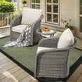 thumbnail image 3 of PPorfamilia 3 Piece Wicker Patio Furniture Set, Outdoor Rocking Swivel Chairs Bistro Set with Side Table and Beige Cushions, 3 of 9