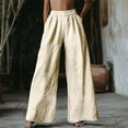 thumbnail image 2 of Outfmvch Cotton Linen Pants for Women Vacation Beach Trousers Linen Palazzo Pants for Women Cropped Linen Pants Women Beach Pants for Women Patchwork Pants Wide Leg Linen Pants Beige S-3XL, 2 of 4