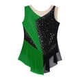 thumbnail image 5 of TSSOE Girls Kids Sequins Figure Ice Skating Dress Costume Sleeveless Ballet Dance Leotard with Mesh Tutu Skirt Green 12, 5 of 7