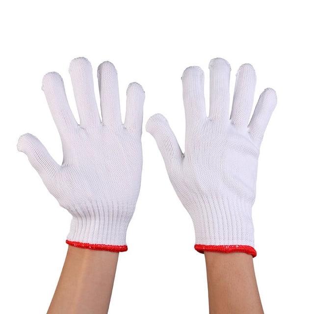 Guantes de trabajo de algodón, guantes de seguridad de trabajo ligeros de punto, guantes de trabajo de seguridad elásticos Rojo 10 pares 长20--22cm