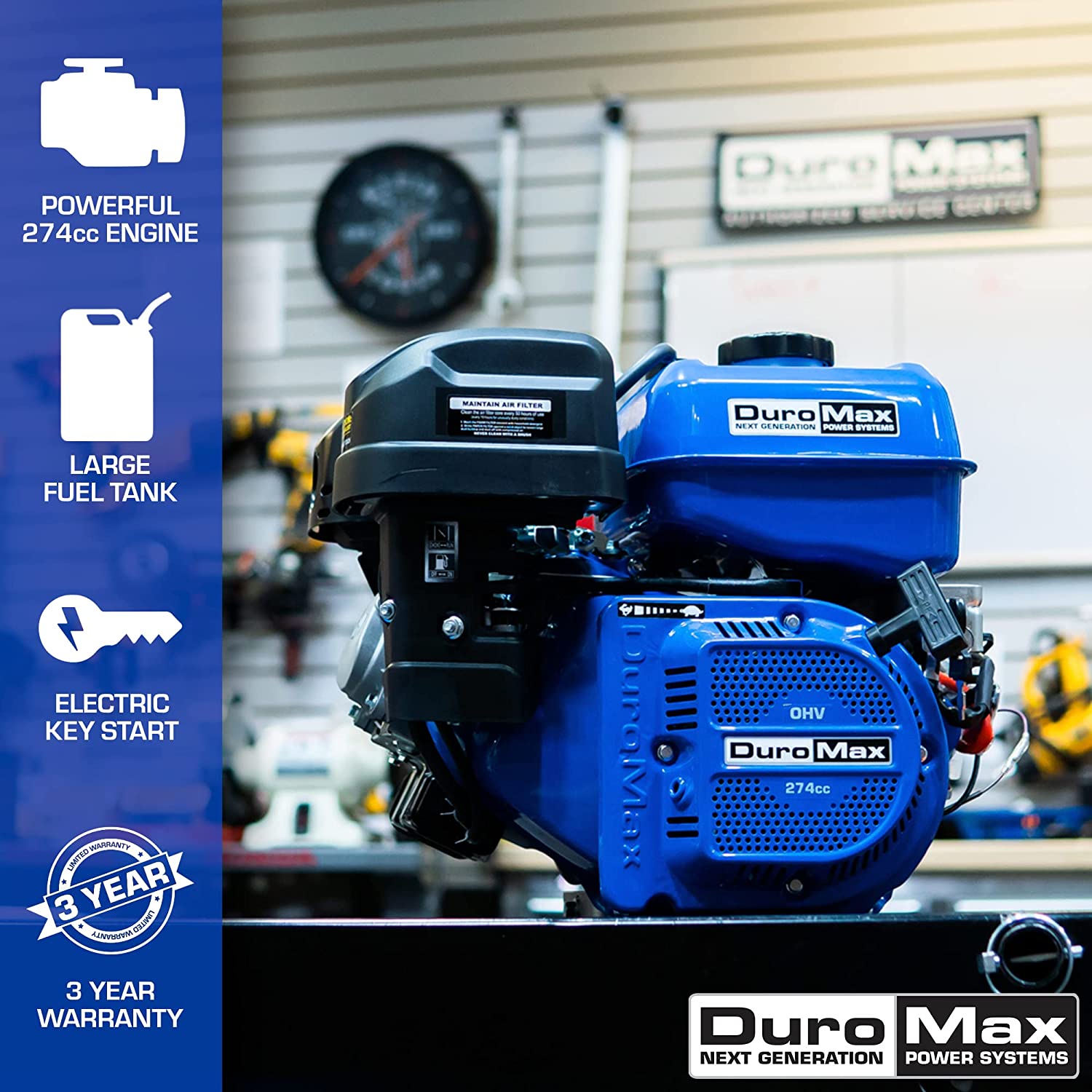 DuroMax XP9HPE 274cc 25mm Shaft Recoil Electric Start Gasoline Engine - image 2 of 12