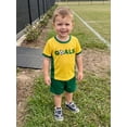 thumbnail image 4 of BemeyourBBs Toddler Baby Boy Game Day Football Outfit Infant Baby Boys Summer Clothes 6 12 18 24 Months 2 3 4 Years Short Sleeve Soccer Letters Print T Shirt Tops with Shorts 2Pcs Set, 4 of 9