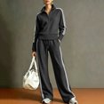 thumbnail image 2 of 2 Piece Sets for Womens Half Zip Sweatshirts Striped Pullover Wide Leg Sweatpants Drawstring Waist Tracksuit Tracksuit Lounge Outfits Set, 2 of 5