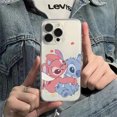 thumbnail image 4 of Disney-funda de teléfono con dibujos animados para iPhone, carcasa Kawaii anticaída con diseño de Ángel abraza Stitch para iPhone 15, 14, 13, 12, 16 Pro Max, 7, 8, 14 Plus, XR, XS, X, Y2K, 4 of 5
