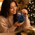 thumbnail image 7 of 12PCS 3.15inch Blue Grid Fabric Wrapping Plastic Christmas Ball Hanging Ornaments, Shatterproof Hanging Xmas Tree Decorations Set for Home Party Holiday Decor, 7 of 7