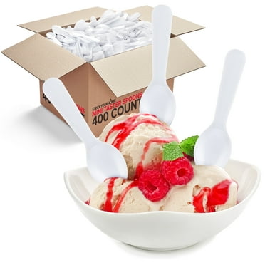 Stock Your Home 400 Count 3-Inch Plastic Mini Taster Spoons - Perfect for Sampling, Desserts, and Parties, Disposable and Durable Utensils