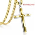 thumbnail image 6 of HOOUN Punk Cross Pendant Necklace Stainless Steel Cuban Chain Men Charm Jewelry Gifts-Silver&Black, 6 of 7