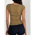 thumbnail image 3 of Womens Mesh Sheer Cap Sleeve Crop Tops Boat Neck See Through Tee Shirts Lace Floral Y2K Layering Top Blouses, 3 of 5