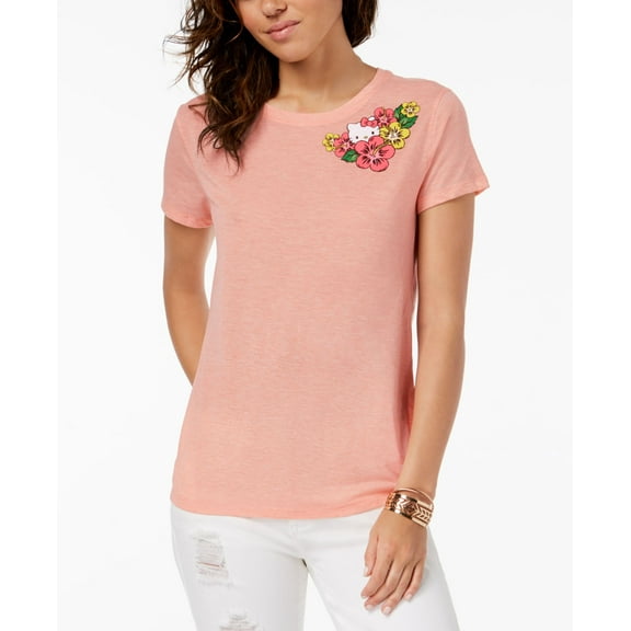 Hybrid Juniors Hello Kitty Tropical Graphic T-Shirt Salmon M