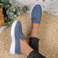 thumbnail image 6 of Womens Faux Suede Platform Loafers Gold Buckle Comfortable Slip On Cushioned Non-Slip Casual Work Shoes Wide Width Available Blue,Size 7.5, 6 of 9