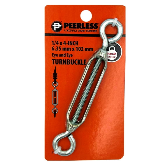 Eye and Eye Turnbuckle, Steel, Zinc Plated, Peerless Chain Company, #4727838, Silver, 1 Count
