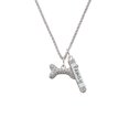 thumbnail image 2 of Delight Jewelry Silvertone Large Clear Crystal Dog Bone Silvertone Family Bar Charm Necklace, 23", 2 of 4