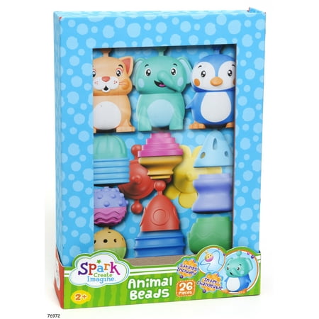 Animal Pop Beads Toy Set for Toddlers – 26 Snap-Together Pieces with Carrying Case (Ages 2+)